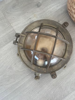 Lámpara Náutica Antigua Bronce Ojo Buey 26cm 4.8k