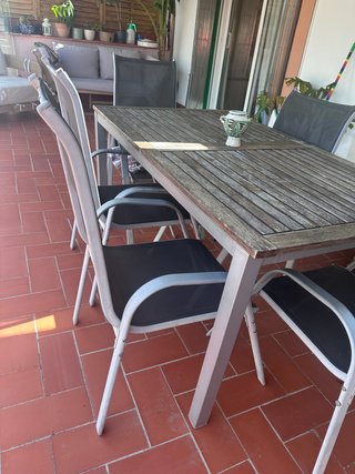 Mesa de exterior extensible con 5 sillas