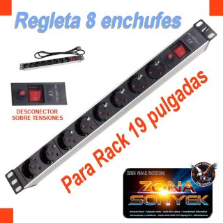 Regleta Rack 19 8 Enchufes con Interruptor