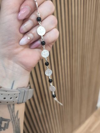 Pulsera San Benito y Ónix Plata de Ley