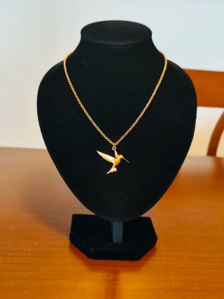 Colgante Colibrí con Cadena Acero Dorado