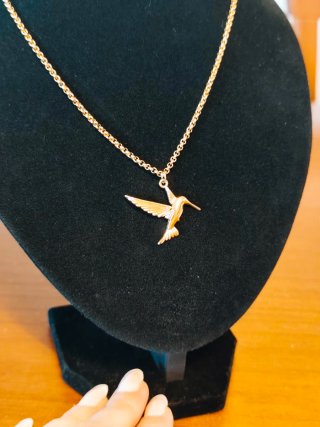 Colgante Colibrí con Cadena Acero Dorado