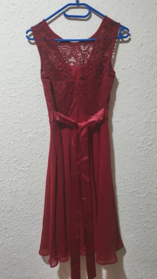 Vestido fiesta encaje granate XS