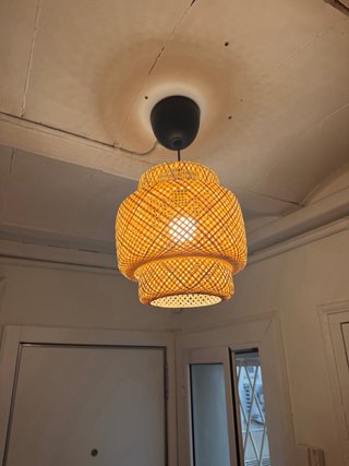 Lámparas IKEA SINNERLIG bambú + bombilla cálida