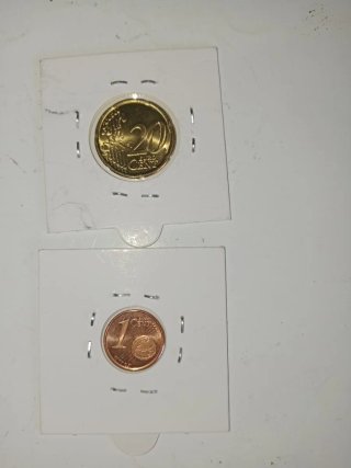 2 Monedas 1 y 20 Céntimos España 1999 S/C