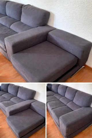 Sofá modular gris tela mide 2,30m largo