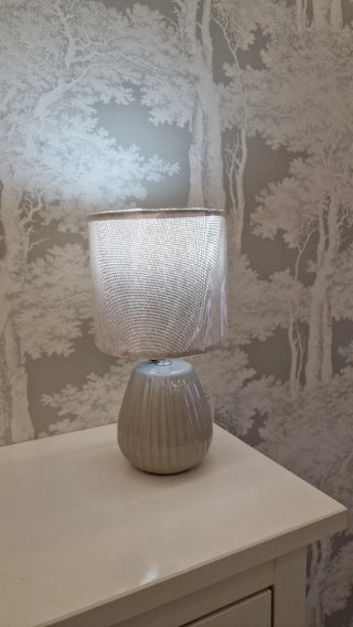 Lámpara de mesa cerámica beige gris
