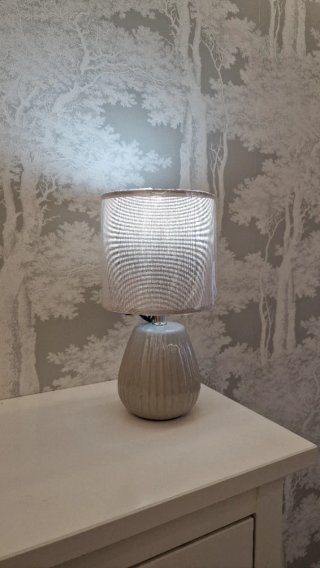 Lámpara de mesa cerámica beige gris