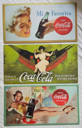 Lote 6 Carteles Placas Metal Colección Coca-Cola