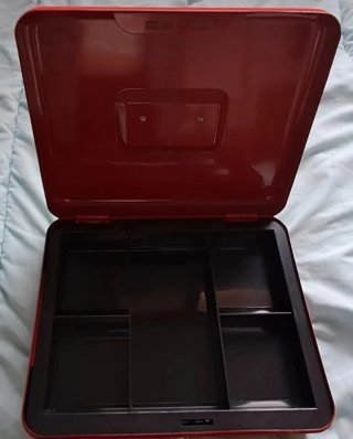 Caja de seguridad metálica roja grande
