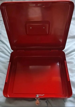 Caja de seguridad metálica roja grande