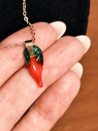 Colgante Chili Cristal Murano Cadena Acero