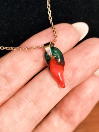 Colgante Chili Cristal Murano Cadena Acero