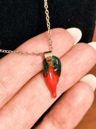 Colgante Chili Cristal Murano Cadena Acero