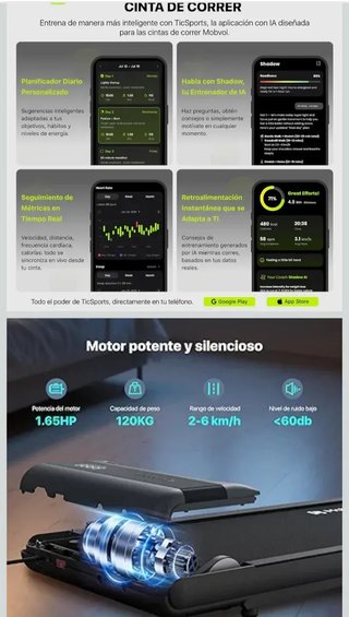 Mobvoi Cinta de correr o andar plegable de 2-6km/h