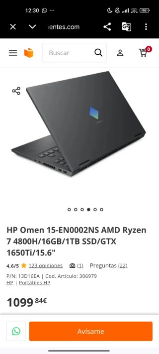 Portátil HP OMEN 15 Nero/Grigio