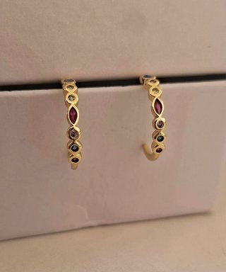 Pendientes Aro Plata con Gemas Multicolor