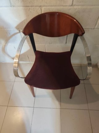 Sillón metal y madera años 80