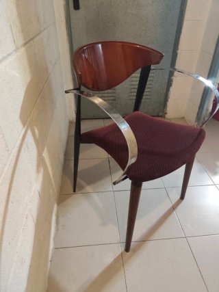 Sillón metal y madera años 80
