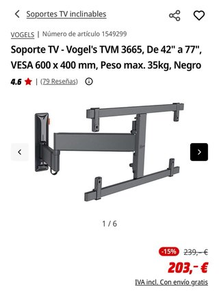 Soporte TV Vogel's Full-Motion+ TVM 3665