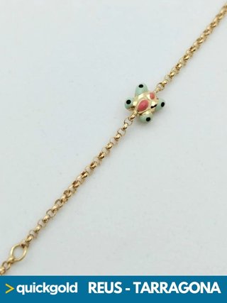 040-561 PULSERA ORO 18K ROLO MARIPOSAS