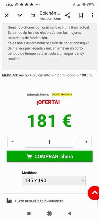 Colchon de 1.35x1.90 NUEVO