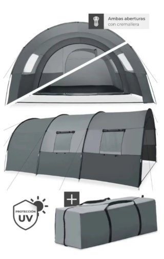 Tienda de campaña 2 habitaciones gris
