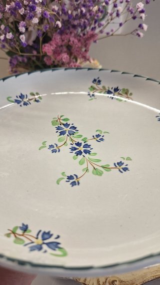 Compotier y Rabanera Flores Azul y Verde