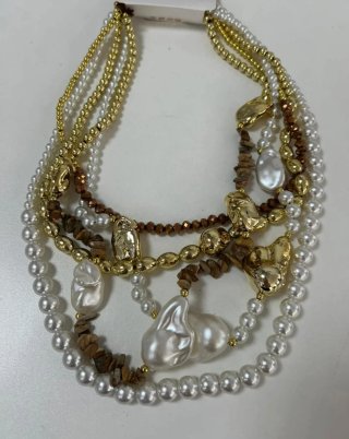 Collar multicapa perlas y oro