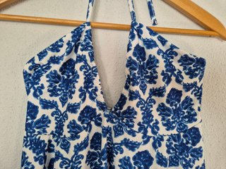 Top Shein Halter Estampado Azul Talla M