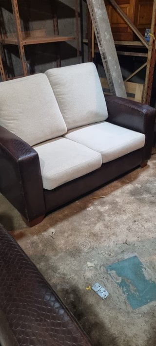 Sofá 2 plazas tela y piel