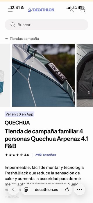Tienda campaña familiar 4 personas Quechua