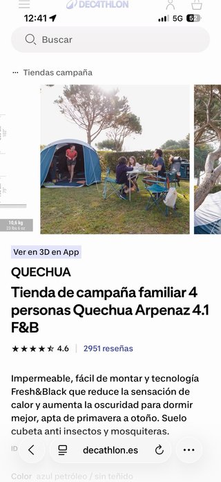 Tienda campaña familiar 4 personas Quechua