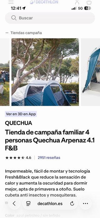 Tienda campaña familiar 4 personas Quechua