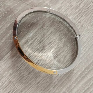 Pulsera Rígida POLICE Acero Dorado y Plateado