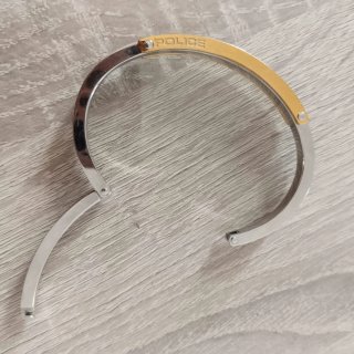 Pulsera Rígida POLICE Acero Dorado y Plateado