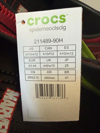 Crocs Spiderman Talla 43/44 Nuevas