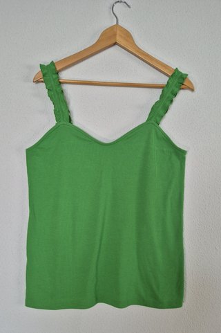 Top canalé Kiabi verde escote V talla XL