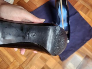 Zapatos de tacón negros charol talla 41