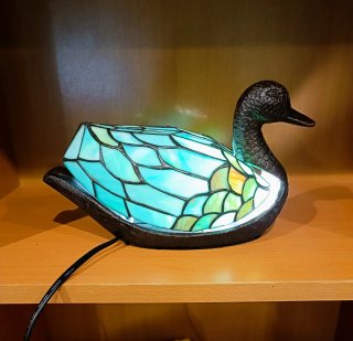 Lampada Papero Stile Tiffany in Cristallo e Metallo
