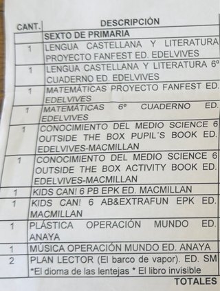 Libros de colegio Sexto de primaria