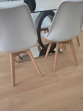 6 Sillas Nórdicas Blancas Patas Madera