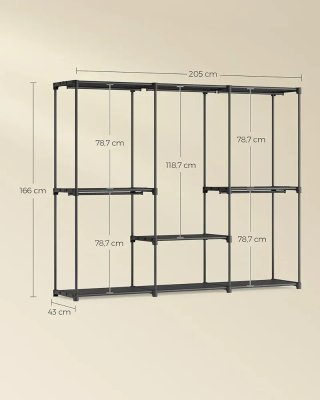 SONGMICS Armario Abierto 205×43×166 cm Negro RYG035B01