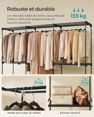 SONGMICS Armario Abierto 205×43×166 cm Negro RYG035B01