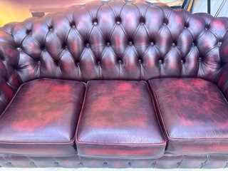 Divano Chesterfield in pelle Rosso/Marrone