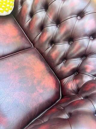 Divano Chesterfield in pelle Rosso/Marrone