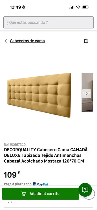 Cabecero tapizado mostaza 120x70