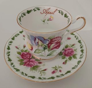 6 Tazzine + 6 Piattini ceramica floreali