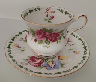 6 Tazzine + 6 Piattini ceramica floreali