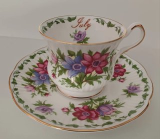 6 Tazzine + 6 Piattini ceramica floreali